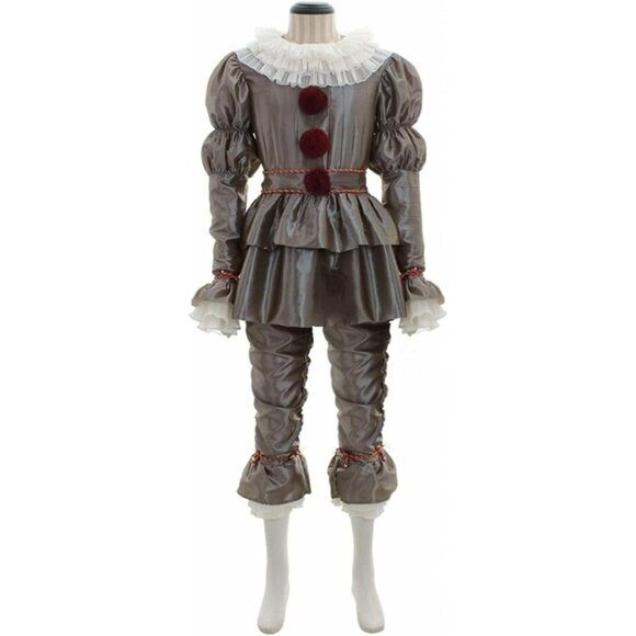 Kids IT Chapter 2 Pennywise Costume With Ruffled Collar & Puffed Sleeves Size S - Picture 1 of 9